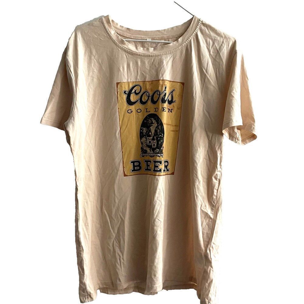Coors Golden Beer XL Beige Cotton Blend Graphic T-Shirt Novelty Festival Music